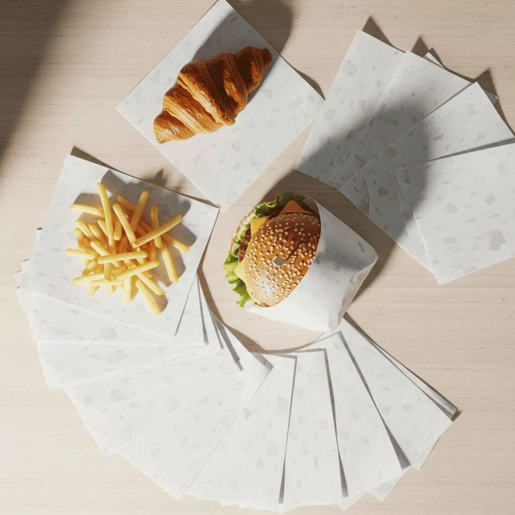 Custom wax paper with logos for food packaging